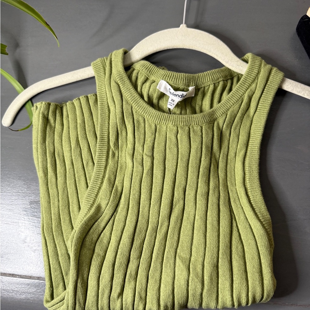 NWT Splendid Olive Ribbed Tank Top